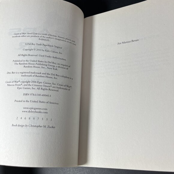 Gears Of War Anvil Gate By Karen Traviss Paperback 2010 Epic Games Del Rey US - Picture 6 of 16